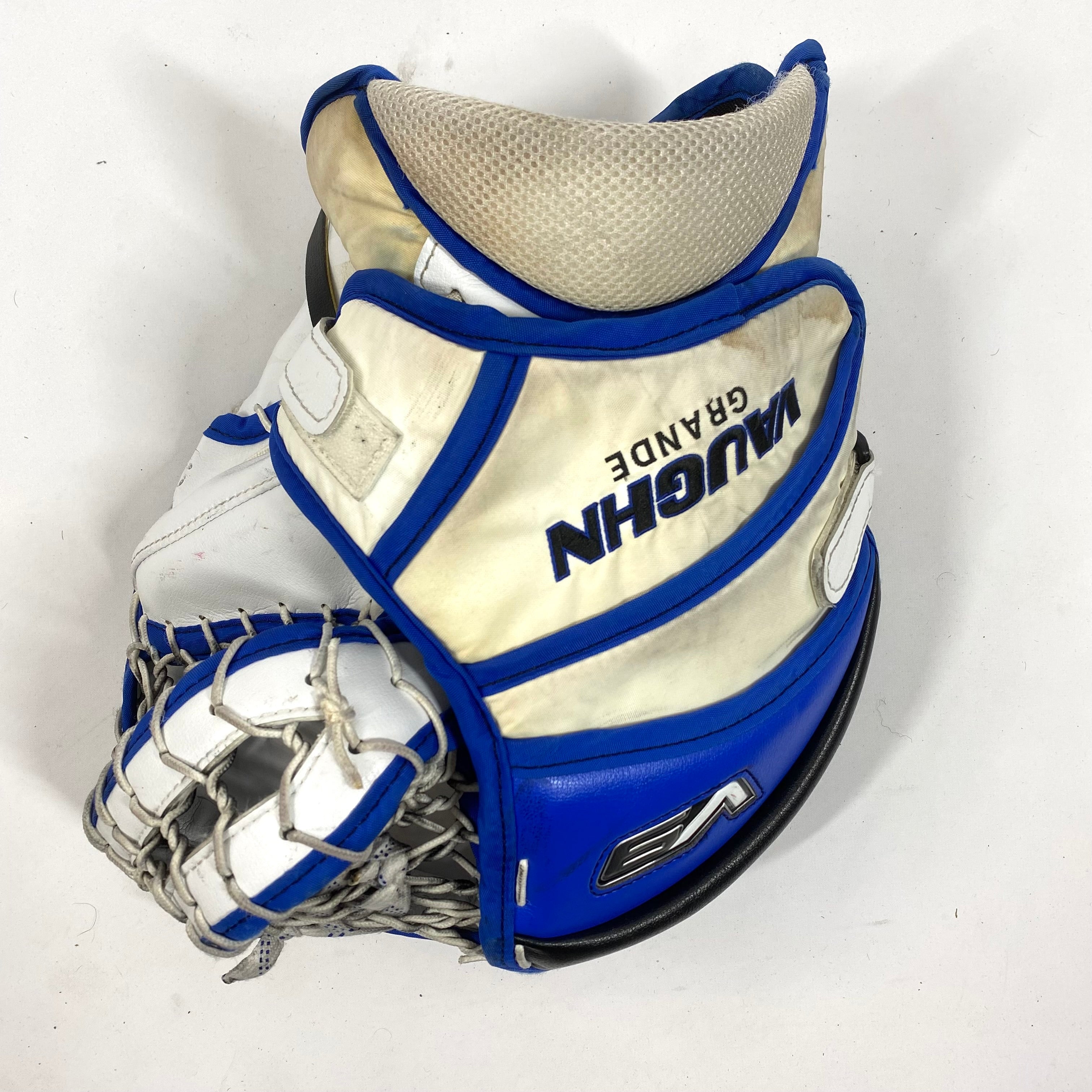 Vaughn Velocity V9 - Gant de gardien de but Pro Stock d'occasion - (Blanc/Violet/Bleu)